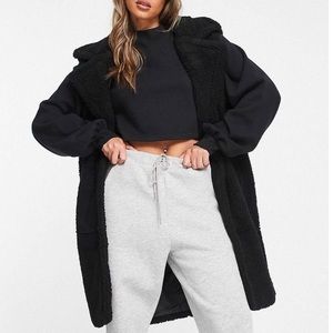 Threadbare by ASOS long black trendy Sherpa vest